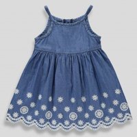MT901: Girls Denim Dress With Floral Embroidery (9 Months - 6 Years)